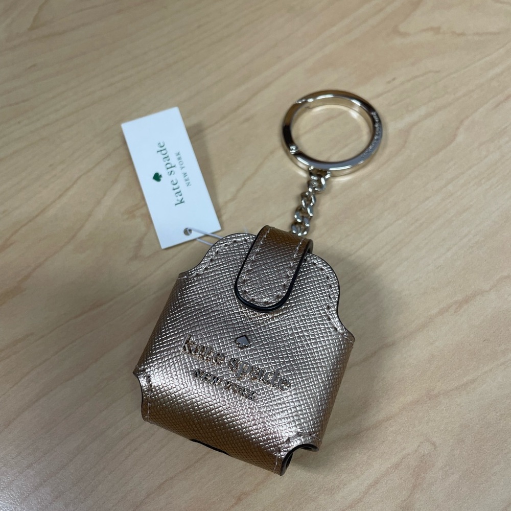 kate spade metallic rose gold keychain holder